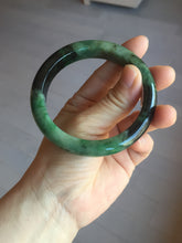 Load image into Gallery viewer, Sold  58.8mm Certified 100% natural Type A sunny green dark green/black(绿水墨)  jadeite jade bangle PB57-9764

