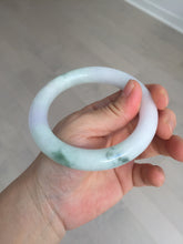 Load image into Gallery viewer, 卖了 60mm certified Type A 100% Natural light sunny green white purple chubby round cut Jadeite Jade bangle BQ70-8570
