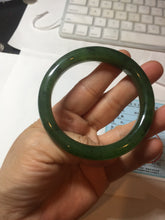 Load image into Gallery viewer, 55.5mm certified 100% Natural dark green black (碧玉) kiwi nephrite Jade bangle HF123-1578
