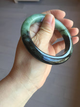 Load image into Gallery viewer, 58.8mm Certified 100% natural Type A sunny green dark green/black(绿水墨)  jadeite jade bangle PB58-9774

