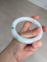 Load image into Gallery viewer, 卖了 60mm certified Type A 100% Natural light sunny green white purple chubby round cut Jadeite Jade bangle BQ70-8570
