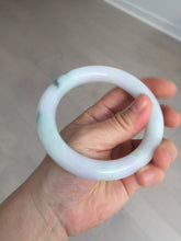 Load image into Gallery viewer, 卖了 60mm certified Type A 100% Natural light sunny green white purple chubby round cut Jadeite Jade bangle BQ70-8570
