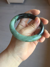 Load image into Gallery viewer, 58.8mm Certified 100% natural Type A sunny green dark green/black(绿水墨)  jadeite jade bangle PB58-9774
