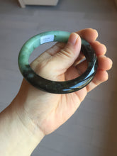 Load image into Gallery viewer, 58.8mm Certified 100% natural Type A sunny green dark green/black(绿水墨)  jadeite jade bangle PB58-9774

