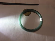 Load image into Gallery viewer, 55.5mm Certified Type A 100% Natural light green/blue/gray with black floating fowers Guatemala slim round cut Jadeite bangle BP215-(3790)
