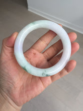 Load image into Gallery viewer, 卖了 60mm certified Type A 100% Natural light sunny green white purple chubby round cut Jadeite Jade bangle BQ70-8570
