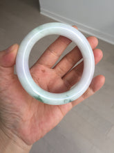 Load image into Gallery viewer, 卖了 60mm certified Type A 100% Natural light sunny green white purple chubby round cut Jadeite Jade bangle BQ70-8570
