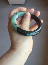 Load image into Gallery viewer, 58.8mm Certified 100% natural Type A sunny green dark green/black(绿水墨)  jadeite jade bangle PB58-9774

