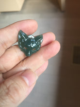 Load image into Gallery viewer, 100% natural type A dark green/gray Guatemala jadeite jade fox mask pendant necklace BP176
