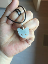 Load image into Gallery viewer, 100% natural type A white light green jadeite jade fox mask pendant necklace PD101
