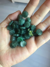 Load image into Gallery viewer, 10-10.5mm 100% natural type A icy watery dark green blue gray four-leaf clover Guatemala jadeite jade pendants PC10

