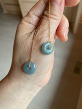 Load image into Gallery viewer, 12.5mm 100% Natural blue gray green safe and sound donut button Guatemala jadeite Jade dangling earring AM76
