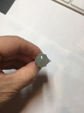 Load image into Gallery viewer, 100% natural type A icy watery light green gray four-prong jadeite jade ring BP137
