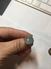 Load image into Gallery viewer, 100% natural type A icy watery light green gray four-prong jadeite jade ring BP137
