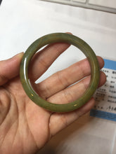 Load image into Gallery viewer, 53.2mm certified type A 100% Natural green/yellow with dark green floating flowers Jadeite Jade bangle PC104-9106
