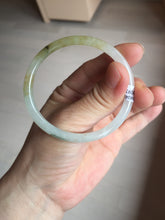 Load image into Gallery viewer, 51mm certified 100% natural type A icy watery light yellow/green/white slim oval round cut jadeite jade bangle AD104-8093
