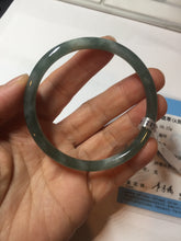 Load image into Gallery viewer, 55mm Certified Type A 100% Natural light green/blue slim round cut Guatemala Jadeite bangle PB31-5622
