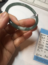Load image into Gallery viewer, 55mm Certified Type A 100% Natural light green/blue slim round cut Guatemala Jadeite bangle PB31-5622

