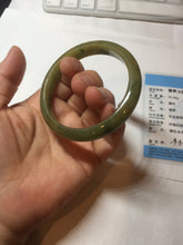 Load image into Gallery viewer, 53.2mm certified type A 100% Natural green/yellow with dark green floating flowers Jadeite Jade bangle PC104-9106
