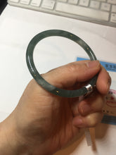Load image into Gallery viewer, 55mm Certified Type A 100% Natural light green/blue slim round cut Guatemala Jadeite bangle PB31-5622
