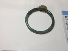 Load image into Gallery viewer, 61.5mm Certified Type A 100% Natural light green/blue/gray with black floating flowers Guatemala slim round cut Jadeite bangle BP217-3791

