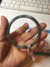 Load image into Gallery viewer, 55mm Certified Type A 100% Natural light green/blue slim round cut Guatemala Jadeite bangle PB31-5622
