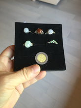 Load image into Gallery viewer, 100% natural type A icy watery light green sunny green brown red clear four-prong jadeite jade ring group PC9
