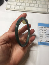 Load image into Gallery viewer, 61.5mm Certified Type A 100% Natural light green/blue/gray with black floating flowers Guatemala slim round cut Jadeite bangle BP217-3791
