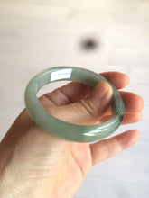 Load image into Gallery viewer, 49mm Certified Type A 100% Natural dark green/gray oval Jadeite Jade bangle AX4-2872
