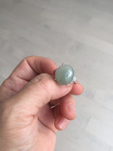 Load image into Gallery viewer, 100% natural type A icy watery light green gray four-prong jadeite jade ring BP137
