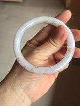 Load image into Gallery viewer, 56mm 100% Natural type A light purple white carved and golden-painted round cut Jadeite Jade bangle PA175-9116
