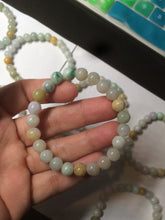 Load image into Gallery viewer, 7-7.6mm 100% natural type A green/white/yellow/brown jadeite jade beads bracelet KS90
