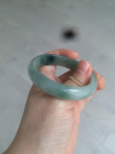 Load image into Gallery viewer, 49mm Certified Type A 100% Natural dark green/gray oval Jadeite Jade bangle AX4-2872
