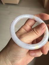 Load image into Gallery viewer, 56mm 100% Natural type A light purple white carved and golden-painted round cut Jadeite Jade bangle PA175-9116
