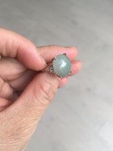 Load image into Gallery viewer, 100% natural type A icy watery light green gray four-prong jadeite jade ring BP137
