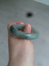 Load image into Gallery viewer, 49mm Certified Type A 100% Natural dark green/gray oval Jadeite Jade bangle AX4-2872
