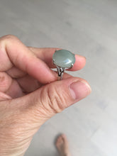 Load image into Gallery viewer, 100% natural type A icy watery light green gray four-prong jadeite jade ring BP137
