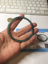 Load image into Gallery viewer, 61.5mm Certified Type A 100% Natural light green/blue/gray Guatemala slim round cut Jadeite bangle BP218-3809
