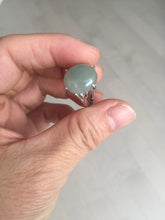 Load image into Gallery viewer, 100% natural type A icy watery light green gray four-prong jadeite jade ring BP137
