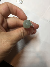 Load image into Gallery viewer, 100% natural type A icy watery light green gray four-prong jadeite jade ring BP137
