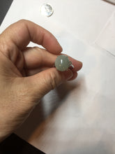 Load image into Gallery viewer, 100% natural type A icy watery light green gray four-prong jadeite jade ring BP137
