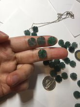 Load image into Gallery viewer, 10-10.5mm 100% natural type A icy watery dark green blue gray four-leaf clover Guatemala jadeite jade pendants PC10

