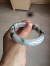 Load image into Gallery viewer, 55.5mm certified type A 100% Natural icy watery green/white with green floating flowers jadeite jade bangle B109-2335
