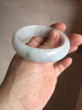 Load image into Gallery viewer, 47.5mm certified 100% natural Type A icy watery green white broad style oval jadeite jade bangle BK129-0267
