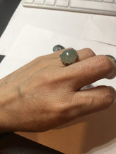 Load image into Gallery viewer, 100% natural type A icy watery light green gray four-prong jadeite jade ring BP137
