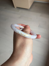 Load image into Gallery viewer, 56mm 100% Natural type A light purple white carved and golden-painted round cut Jadeite Jade bangle PA175-9116
