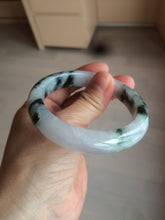 Load image into Gallery viewer, 55.5mm certified type A 100% Natural icy watery green/white with green floating flowers jadeite jade bangle B109-2335
