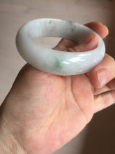 Load image into Gallery viewer, 47.5mm certified 100% natural Type A icy watery green white broad style oval jadeite jade bangle BK129-0267
