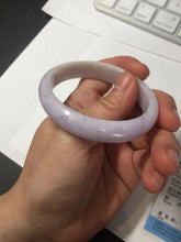 Load image into Gallery viewer, 50mm certified Type A 100% Natural purple white oval Jadeite Jade bangle BQ74-4936
