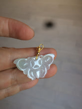 Load image into Gallery viewer, 100% Natural icy watery light green/white 3D Jadeite Jade butterfly pendant AF16
